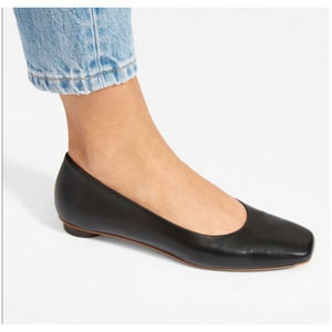 NWT Everlane Leather Square-Toe Black Ballet Flats -Women's Size 9